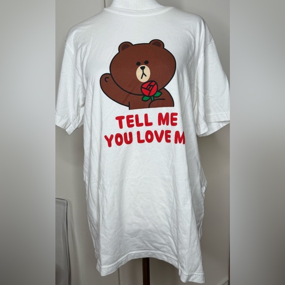 Uniqlo X Line Friends "Tell Me You Love Me" White Unisex Tee-Shirt Size Medium - Picture 1 of 4